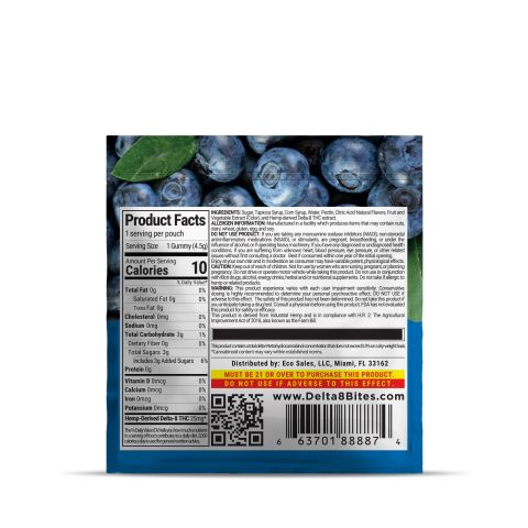 25mg Delta 8 Gummies - Blueberry - Bites - Thumbnail 3
