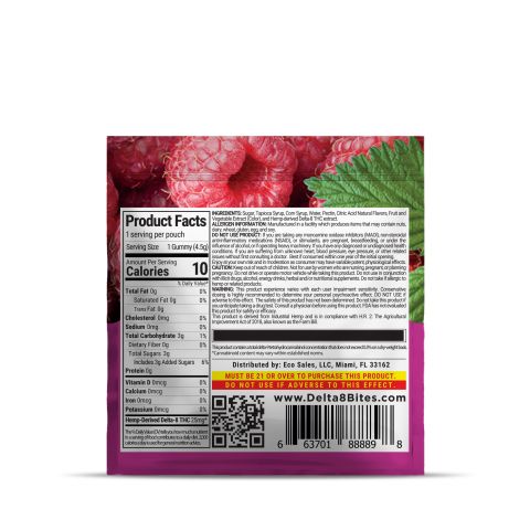 25mg Delta 8 Gummies - Raspberry - Bites - Thumbnail 3