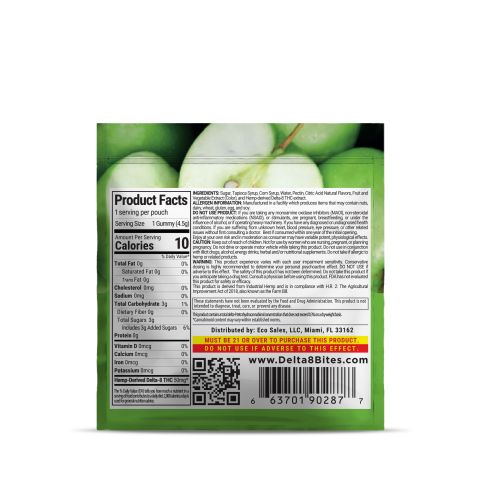 50mg Delta 8 Gummies - Green Apple - Bites - Thumbnail 3