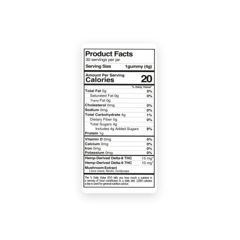 25mg D8, D9, Mushroom Blend Gummies - Mixed Berries - D9 THC - Thumbnail 9