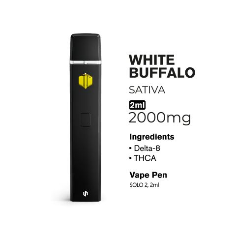 2000mg THCA, D8 Vape Pen - White Buffalo - Sativa - 2ml - Fresh - Thumbnail 3
