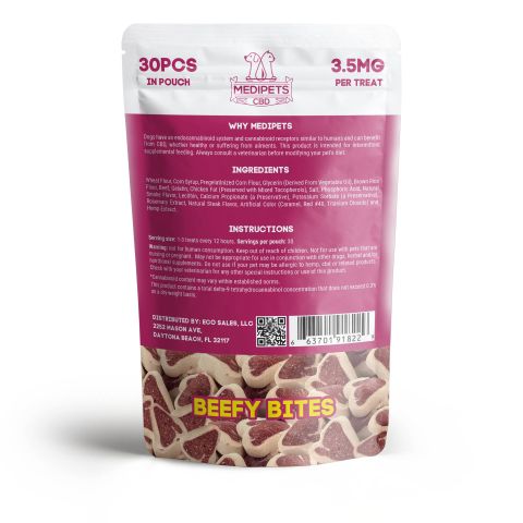 105mg CBD Pet Treats For Dogs - Beefy Bites - MediPets - Thumbnail 3