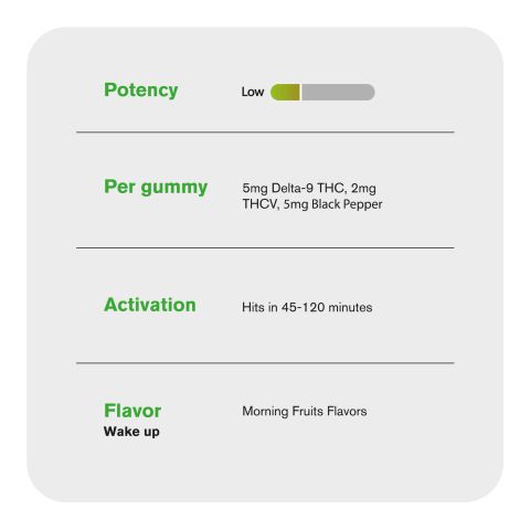 7mg Wake Up Nano Gummies - D9 & THCV Nano - Morning Fruits - D9 THC - Thumbnail 5