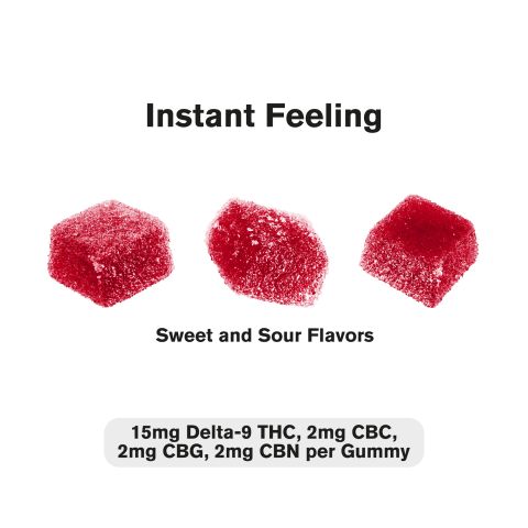21mg Instant Feeling Nano Gummies - D9, CBC, CBN, CBG Nano - Sweet and Sour - D9 THC - Thumbnail 4