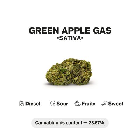 1.5g Green Apple Gas Strain King Size Pre-Roll - Sativa - THCA - 1 Joint - Thumbnail 5