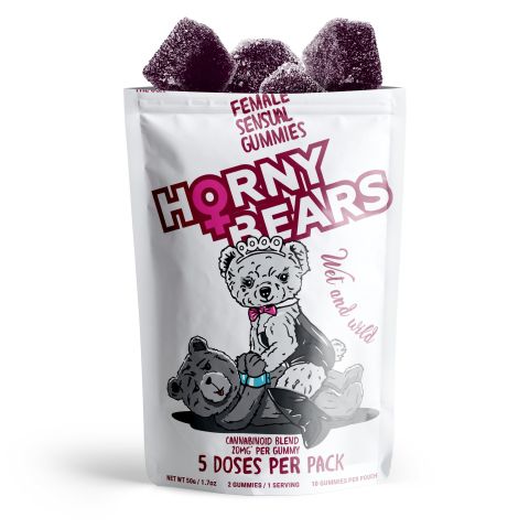 20mg Female Sensual Gummies - D9, THCP, Broad Spectrum CBD, THCV - Strawberry - Horny Bears - Thumbnail 3