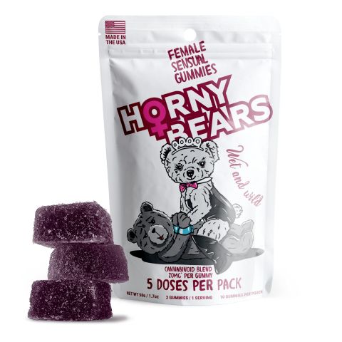 20mg Female Sensual Gummies - D9, THCP, Broad Spectrum CBD, THCV - Strawberry - Horny Bears - Thumbnail 4