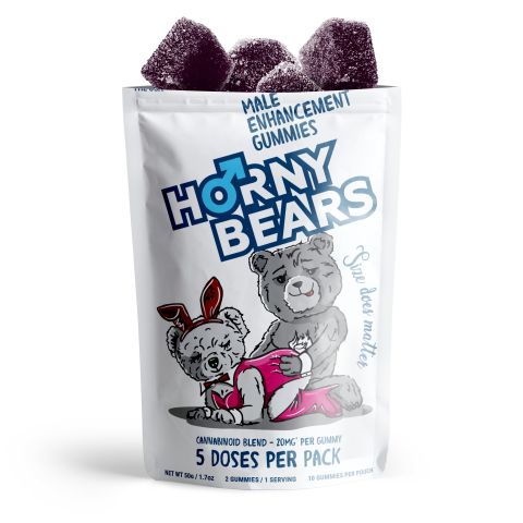 20mg Male Enhancement Gummies - D9, THCP, CBD, THCV - Strawberry - Horny Bears - Thumbnail 5