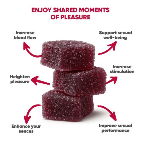 20mg Male Enhancement Gummies - D9, THCP, CBD, THCV - Strawberry - Horny Bears - Thumbnail 7