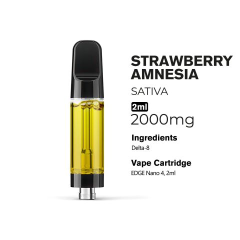 2000mg D8 Vape Cart - Strawberry Amnesia - Sativa - 2ml - Chill Plus - Thumbnail 3