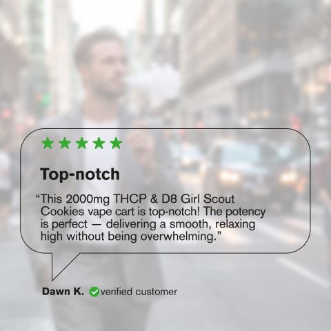2000mg THCP, D8 Vape Cart - Girl Scout Cookies - Indica - 2ml - Fresh - Thumbnail 6