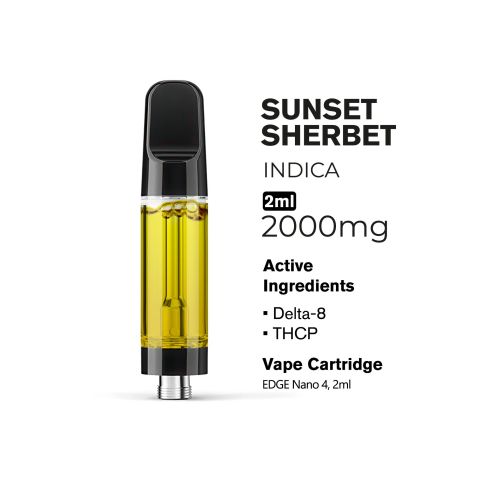 2000mg THCP, D8 Vape Cart - Sunset Sherbet - Indica - 2ml - Fresh - Thumbnail 3