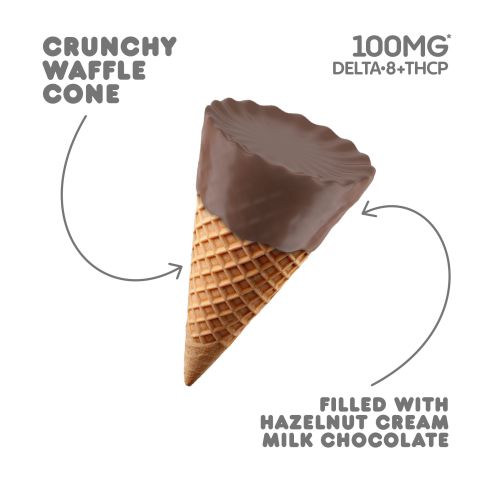 100mg Hazelnut Cream + Milk Chocolate Waffle Cones - D8 & THCP - Chill Plus - Thumbnail 4