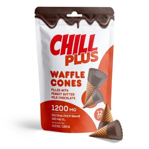 100mg Peanut Butter + Milk Chocolate Waffle Cones - D8 & THCP - Chill Plus - Thumbnail 2