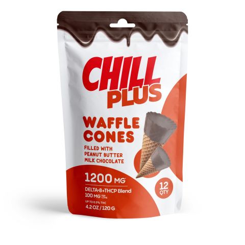 100mg Peanut Butter + Milk Chocolate Waffle Cones - D8 & THCP - Chill Plus - Thumbnail 3