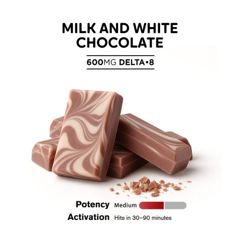 600mg Milk & White Chocolate Bar – Delta 8 – Chill Plus - Thumbnail 4