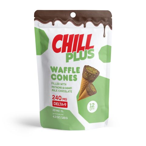 20mg Pistachio & Kadaifi + Milk Chocolate Waffle Cones - Delta 9 - Chill Plus - Thumbnail 3