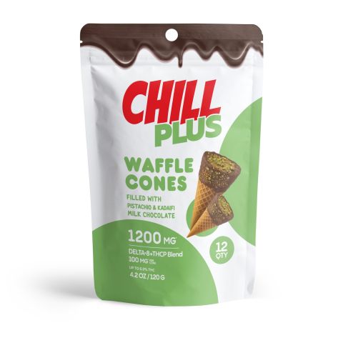 100mg Pistachio & Kadaifi + Milk Chocolate Waffle Cones - D8 & THCP - Chill Plus - Thumbnail 3