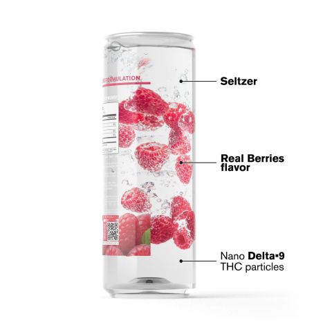 100mg Raspberry THC Seltzer - Delta 9 Nano - Fresh - Thumbnail 3