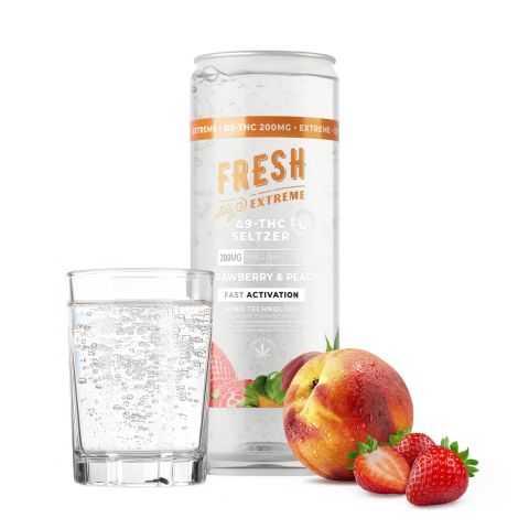200mg Strawberry & Peach THC Seltzer - Delta 9 Nano - Fresh - Thumbnail 2