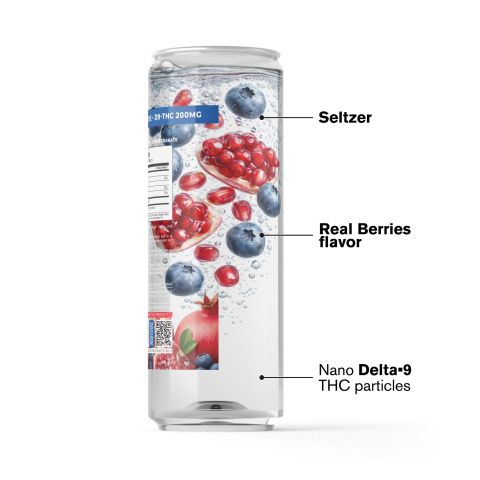 200mg Blueberry & Pomegranate THC Seltzer - D9 Nano - Fresh - Thumbnail 3