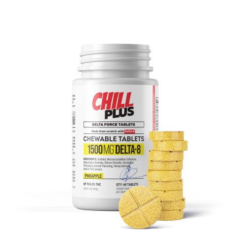 25mg Delta 8 Tablets - Pineapple - Chill Plus - 60ct - Thumbnail 2