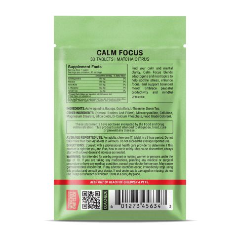 500mg Calm Focus Tablets - Matcha Citrus - Mood Tablets - Thumbnail 8