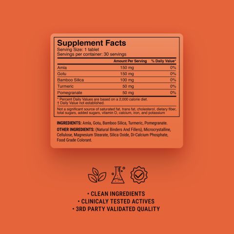 500mg Collagen Support Herbs Tablets - Peach Pomegranate - Mood Tablets - Thumbnail 9