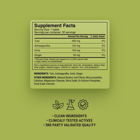 500mg Tulsi Immune Adaptogen Tablets - Tulsi Lemon - Mood Tablets - Thumbnail 9