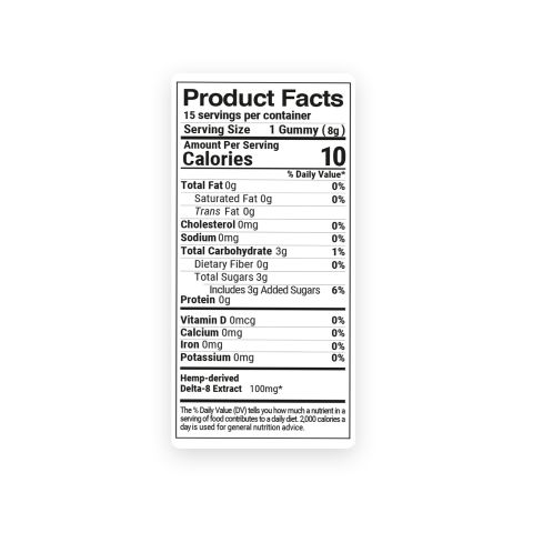 100mg Delta 8 Gummies - Peach Sour Rings - Fresh - Thumbnail 11