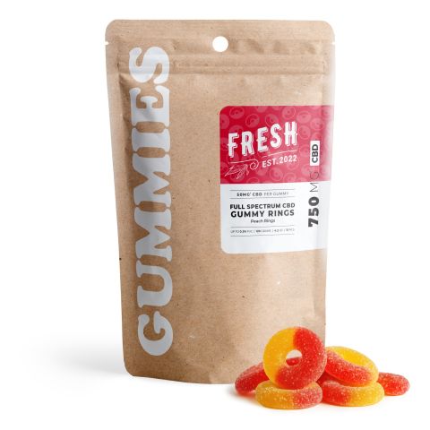 50mg Full Spectrum CBD Gummies - Peach Sour Rings - Fresh - Thumbnail 2