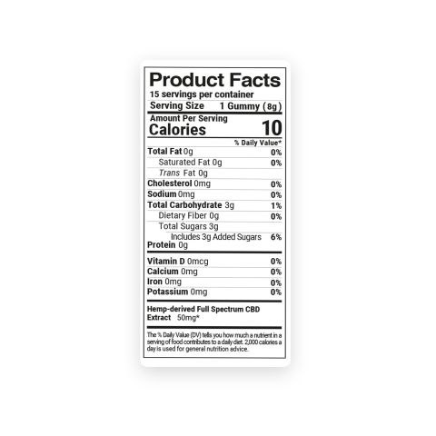 50mg Full Spectrum CBD Gummies - Peach Sour Rings - Fresh - Thumbnail 11