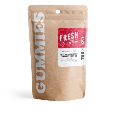 50mg Full Spectrum CBD Gummies - Peach Sour Rings - Fresh - Thumbnail 3