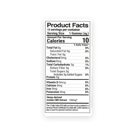 100mg CBD Isolate Gummies - Peach Sour Rings - Fresh - Thumbnail 11