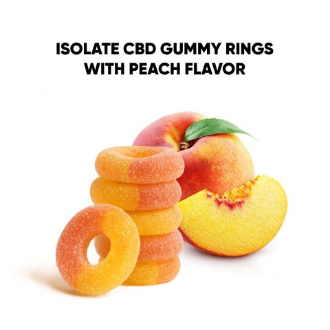 100mg CBD Isolate Gummies - Peach Sour Rings - Fresh - Thumbnail 6