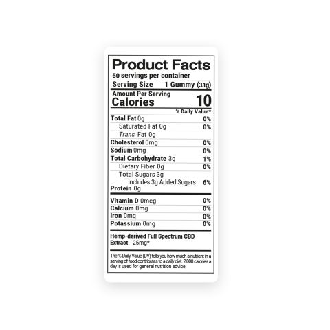 25mg Full Spectrum CBD Gummies - Sour Bears - Fresh - Thumbnail 10