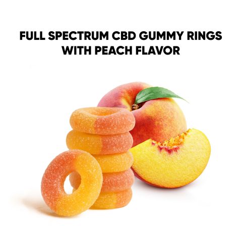 100mg Full Spectrum CBD Gummies - Peach Sour Rings - Fresh - Thumbnail 6
