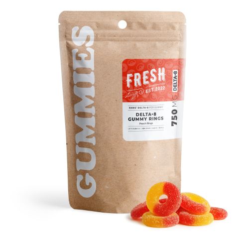 50mg Delta 8 Gummies - Peach Sour Rings - Fresh - Thumbnail 2