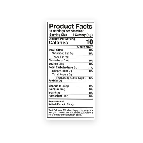 50mg Delta 8 Gummies - Peach Sour Rings - Fresh - Thumbnail 11
