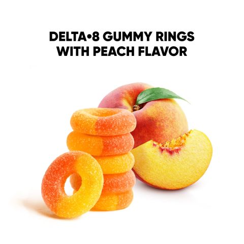 50mg Delta 8 Gummies - Peach Sour Rings - Fresh - Thumbnail 6