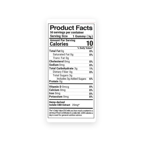 25mg CBD Isolate Gummies - Gummy Bears - Fresh - Thumbnail 10