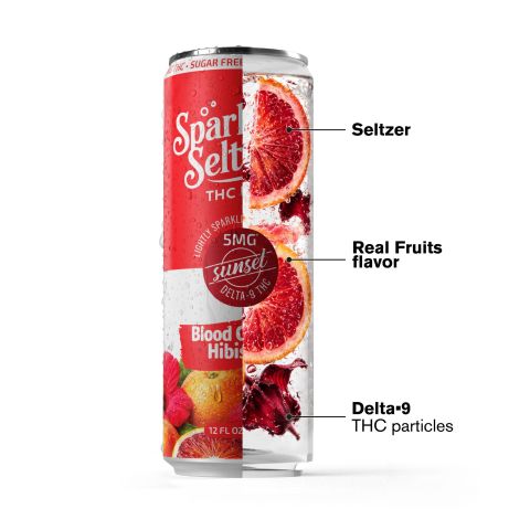 5mg Blood Orange Hibiscus THC Seltzer - Delta 9 - Fresh - Thumbnail 3