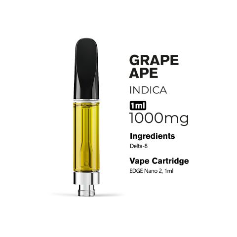 1000mg D8 Vape Cart - Grape Ape - Indica - 1ml - 10X - Thumbnail 3