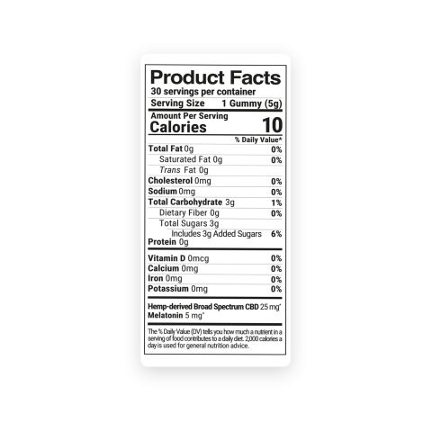 30mg Broad Spectrum CBD & Melatonin Gummies - Fresh - Thumbnail 10