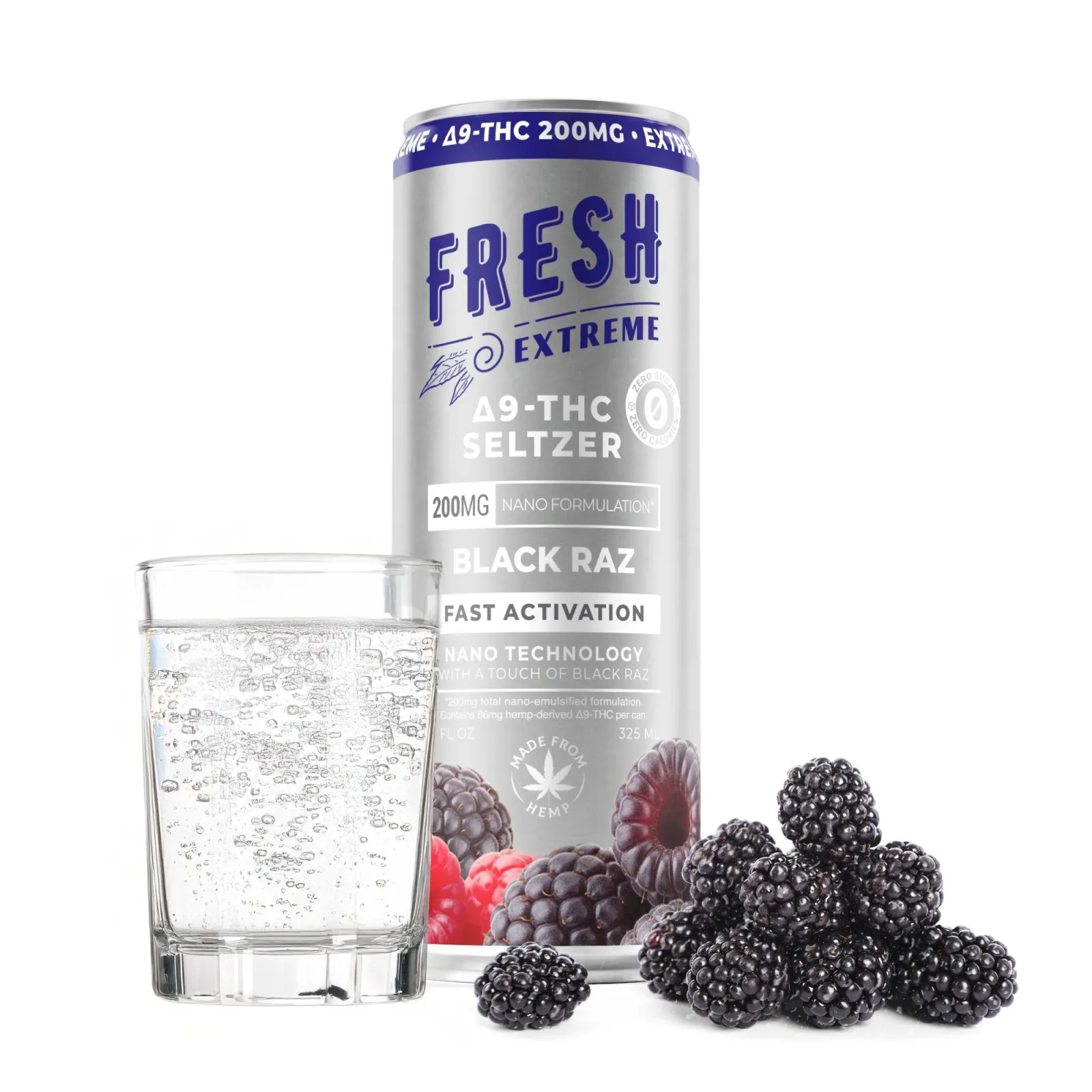 200mg Black Raz THC Seltzer - Delta 9 Nano - Fresh